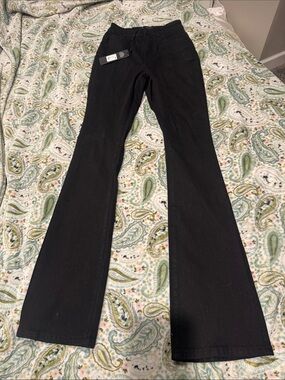 Fashion Nova Black Flare Jeans - High Rise Wide Leg